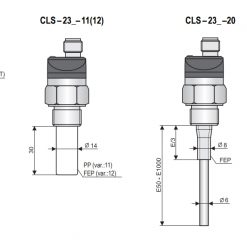 Kích thước cảm biến đo mức nước kiểu điện dung CLS-23