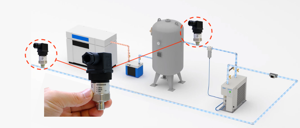 Lắp đặt cảm biến áp suất khí nén