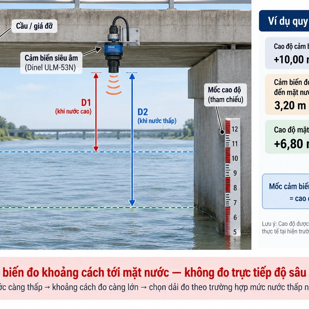 Cảm biến siêu âm đo mức nước sông