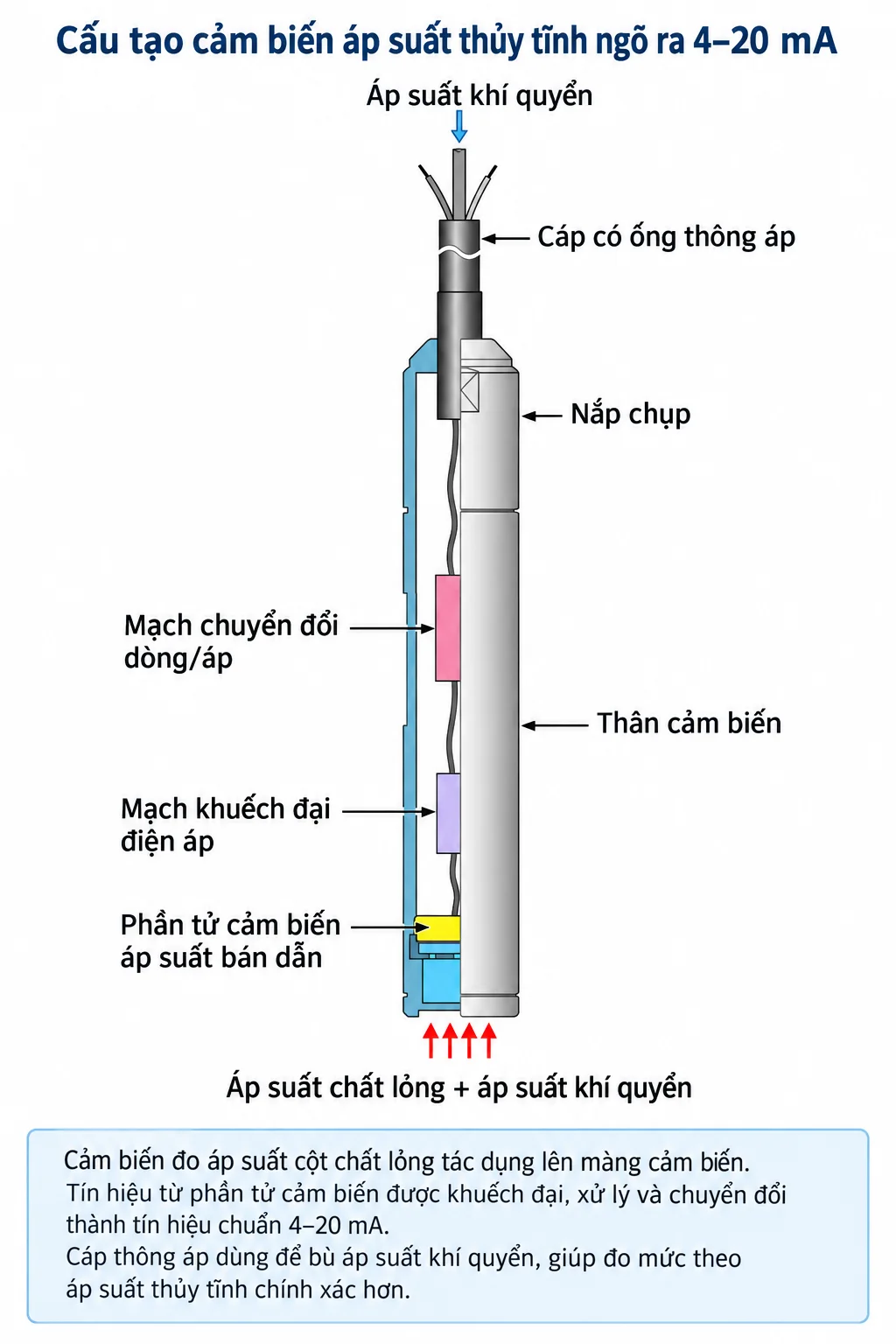 Cấu tạo cảm biến áp suất thủy tĩnh