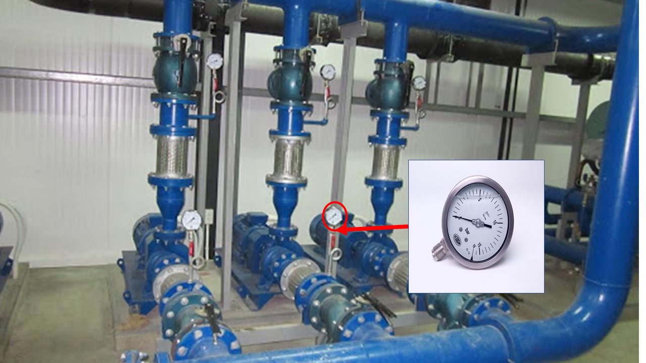 Đồng hồ đo áp suất 0-16 Bar trong hệ thống cấp nước