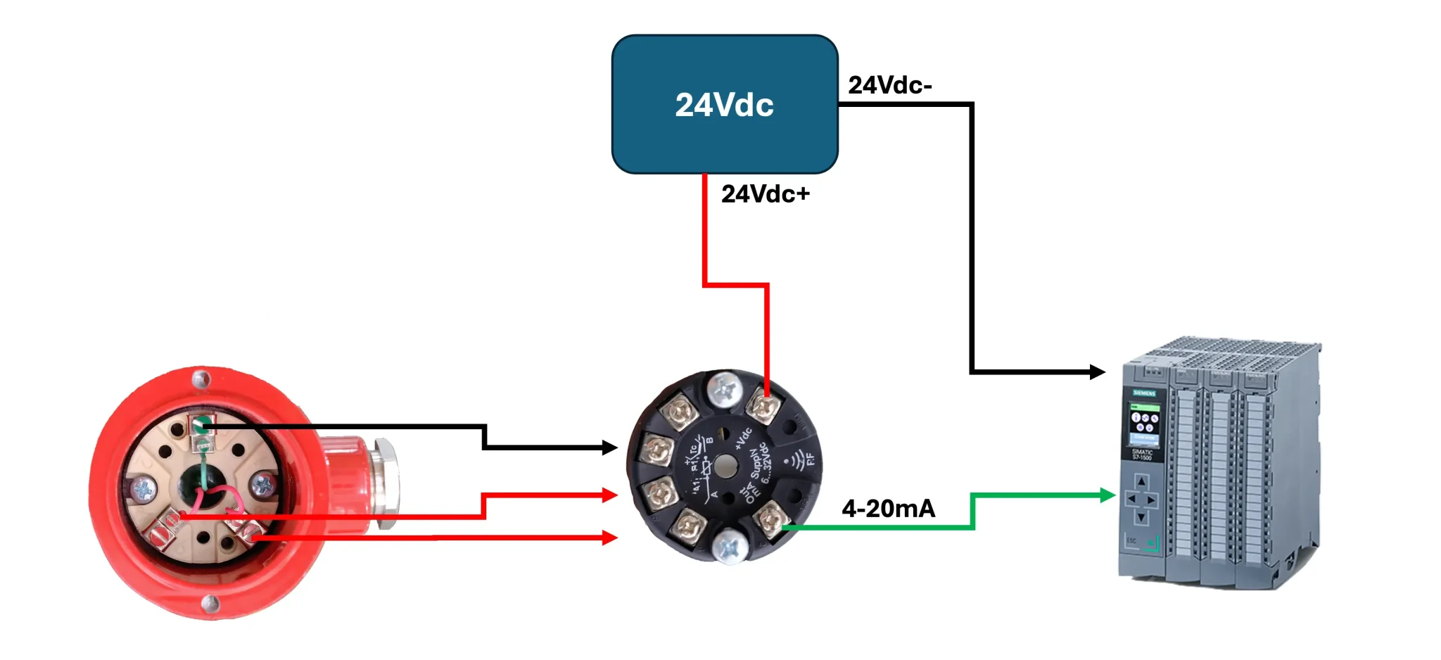 Sơ đồ đấu dây cảm biến nhiệt độ Pt100 3 dây