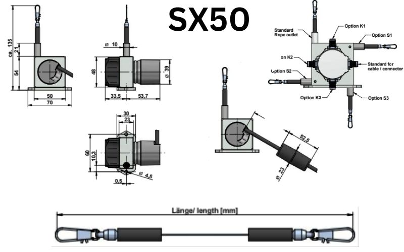 Cấu tạo cảm biến đo chiều dài SX50