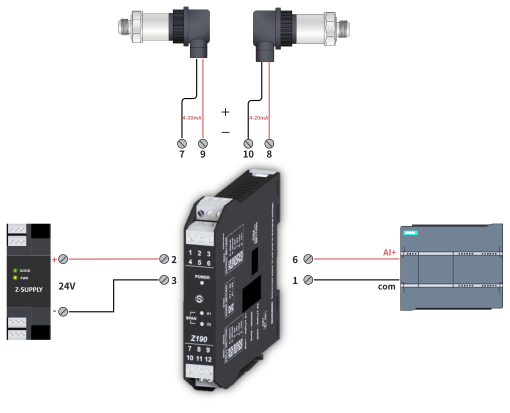 Sơ đồ kết nối chi tiết bộ chuyển đổi tín hiệu Z190