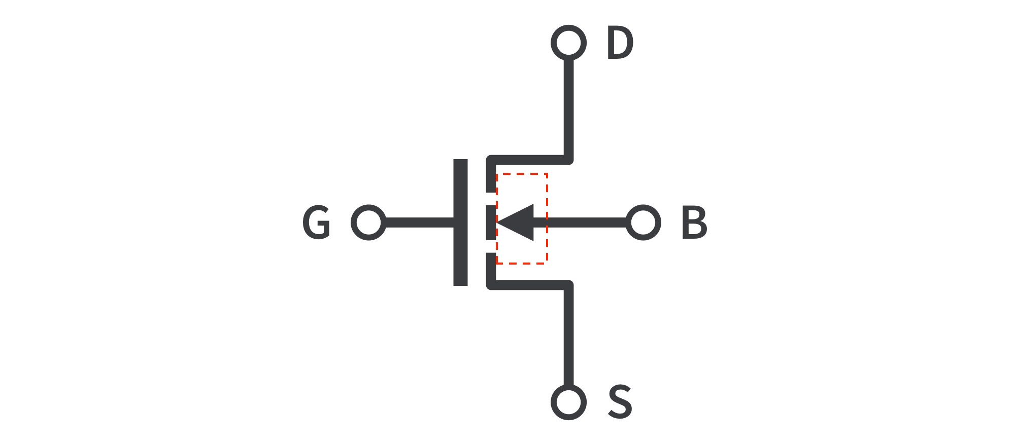 Ký hiệu mũi tên trên MOSFET