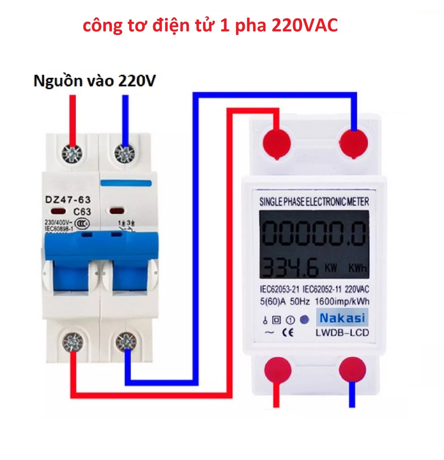 Công tơ điện 1 pha 60A thường dùng trong nhà dân