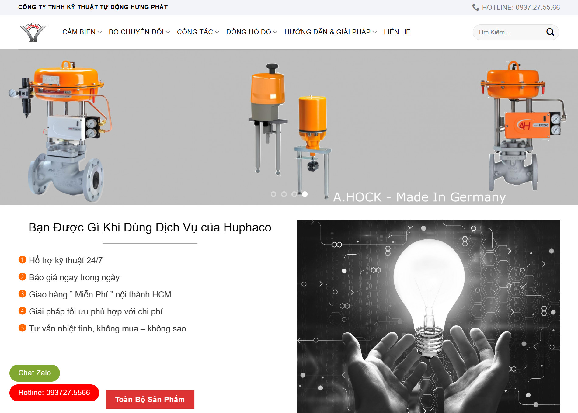 Huphaco - Giải pháp cảm biến nhiệt độ và tự động hóa công nghiệp hàng đầu
