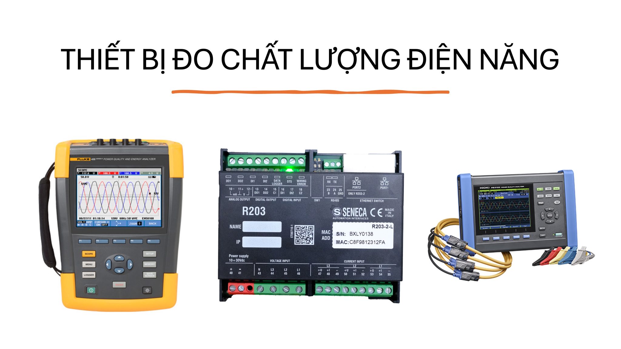 Thiết bị đo chất lượng điện năng giám sát điện áp, dòng điện, cosφ và sóng hài trong nhà máy