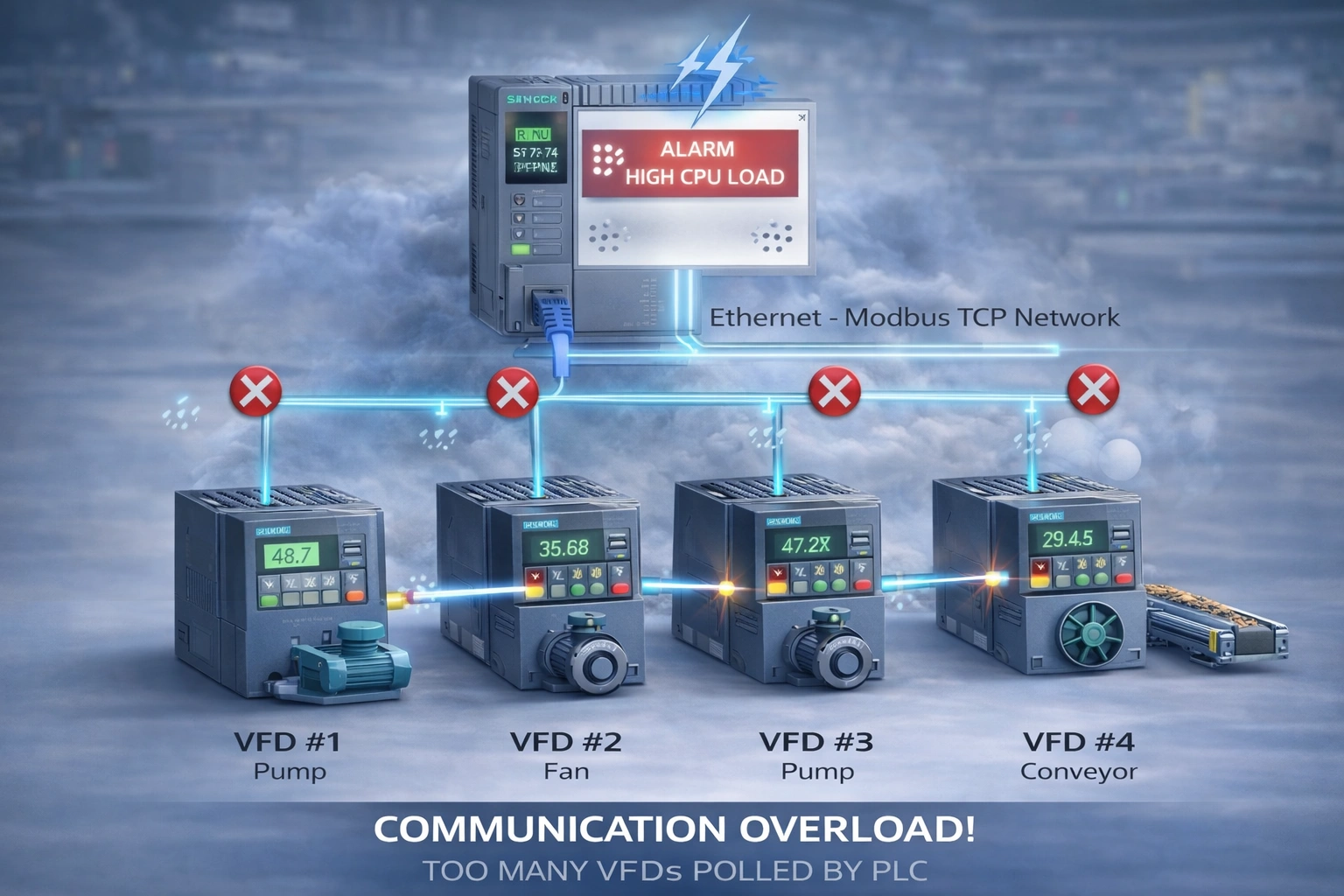 PLC Siemens chậm - lỗi timeout khi đọc nhiều Modbus