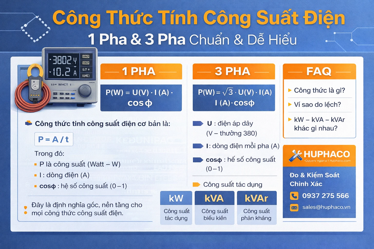 Công thức tính công suất chuẩn bởi huphaco
