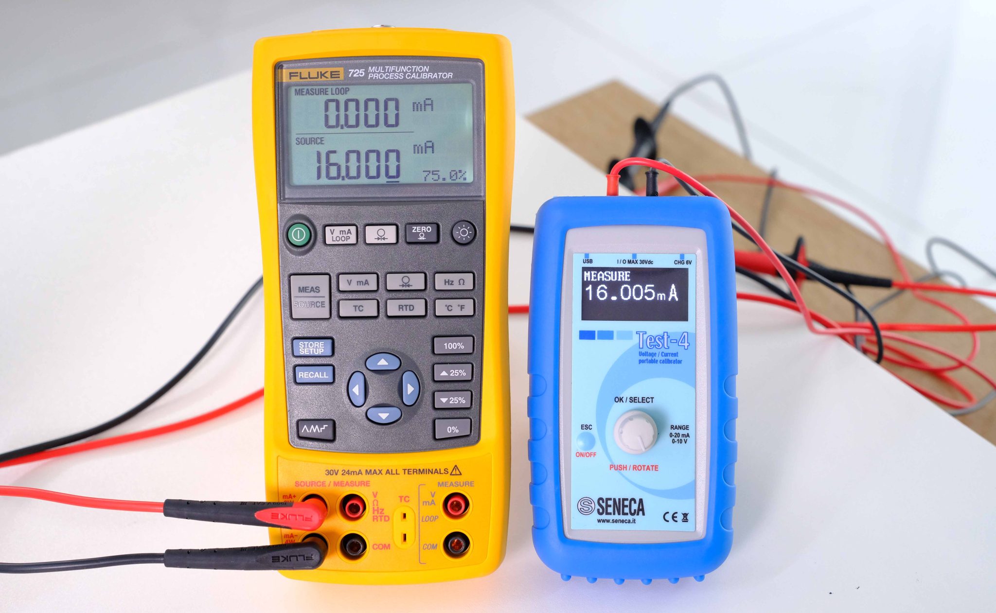 Fluke 725 phát 16.000mA, TEST-4 đo được 12.005mA
