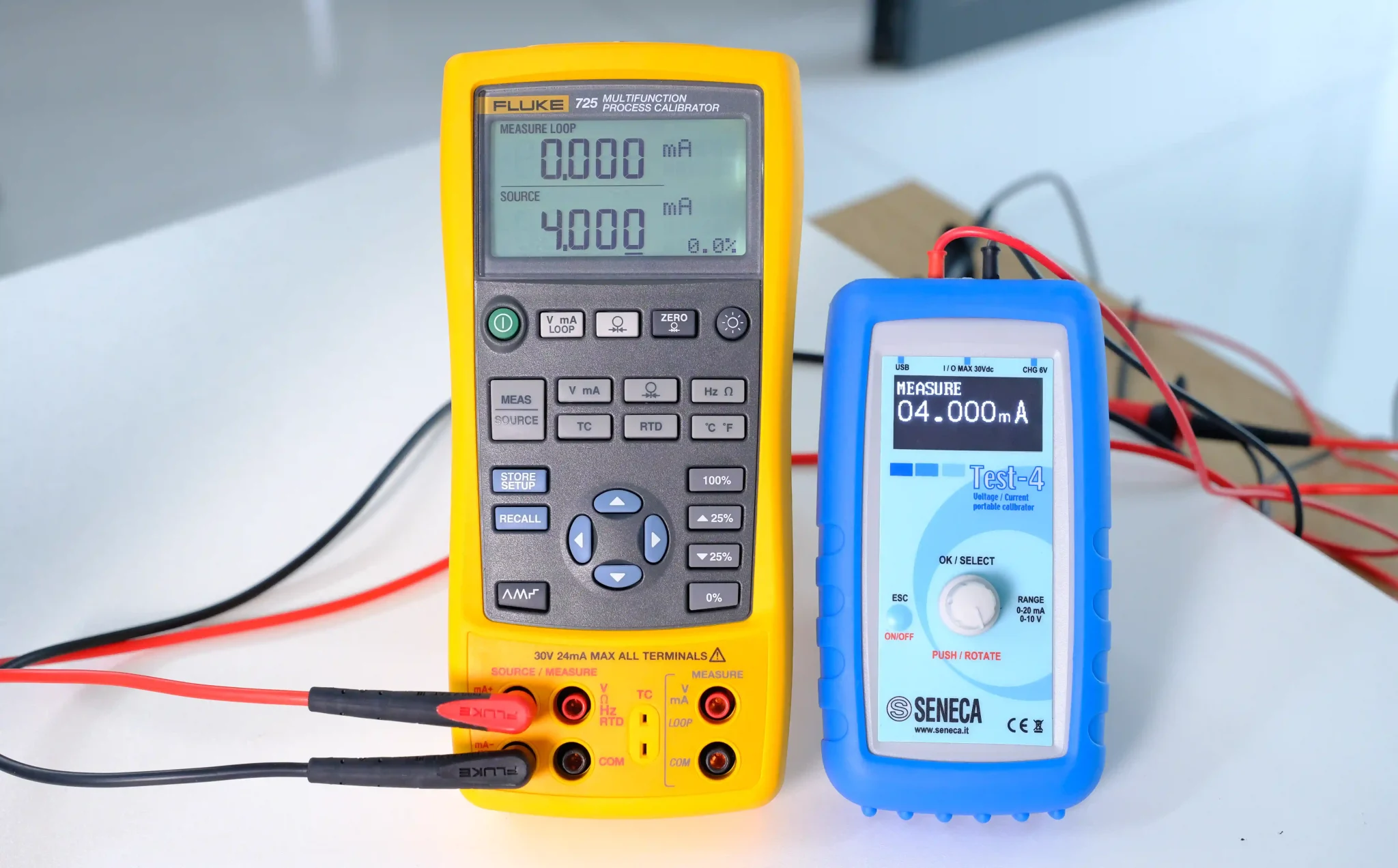 Fluke 725 phát 4.000mA, TEST-4 đo được 4.000mA
