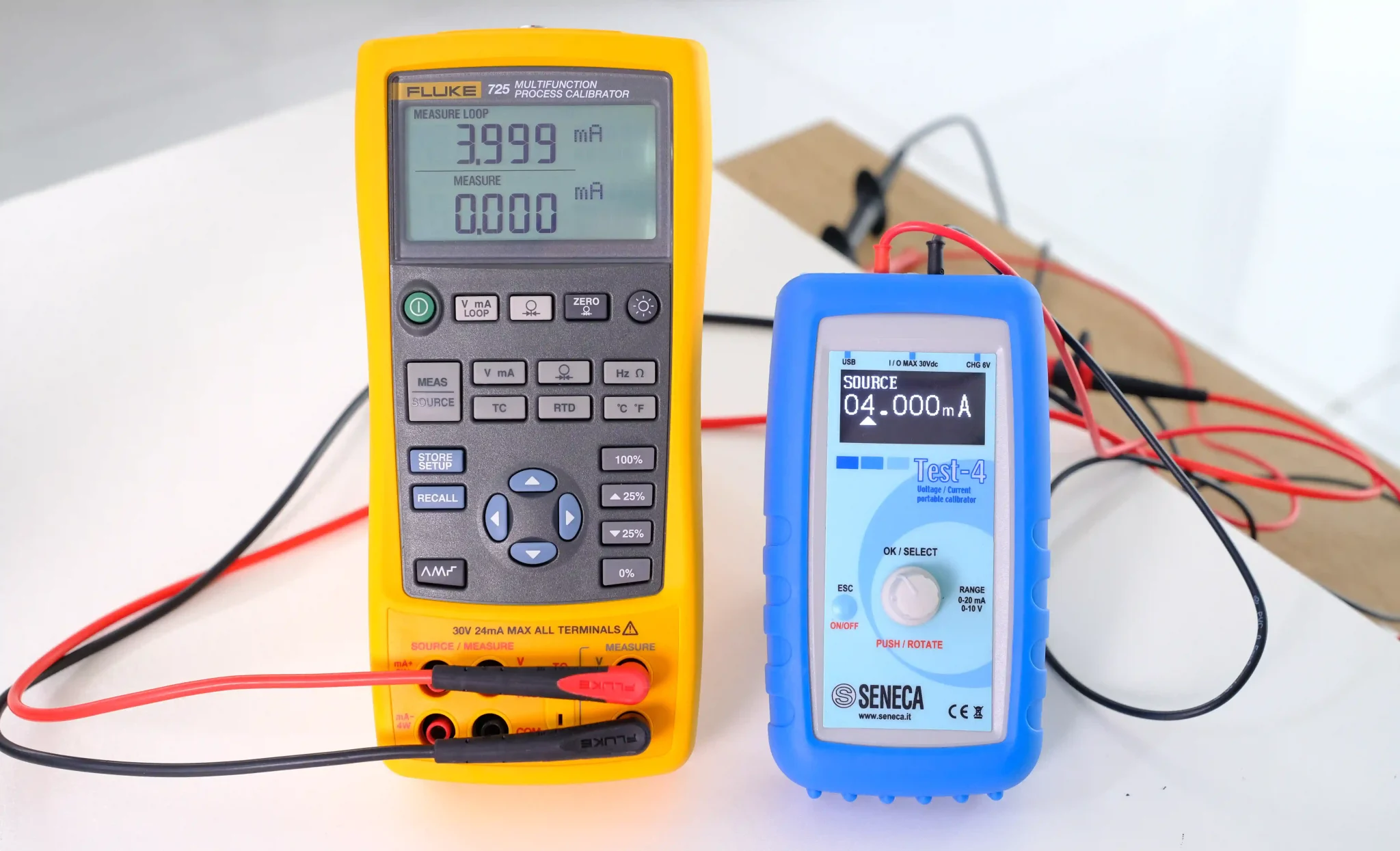 TEST-4 phát tín hiệu 4mA - Fluke 725 nhận 3.999mA