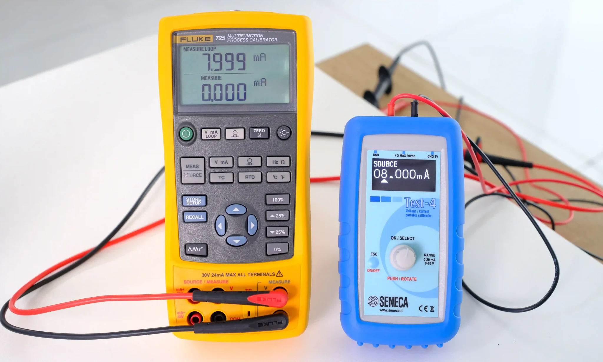 TEST-4 phát tín hiệu 8mA - Fluke 725 nhận 7.999mA