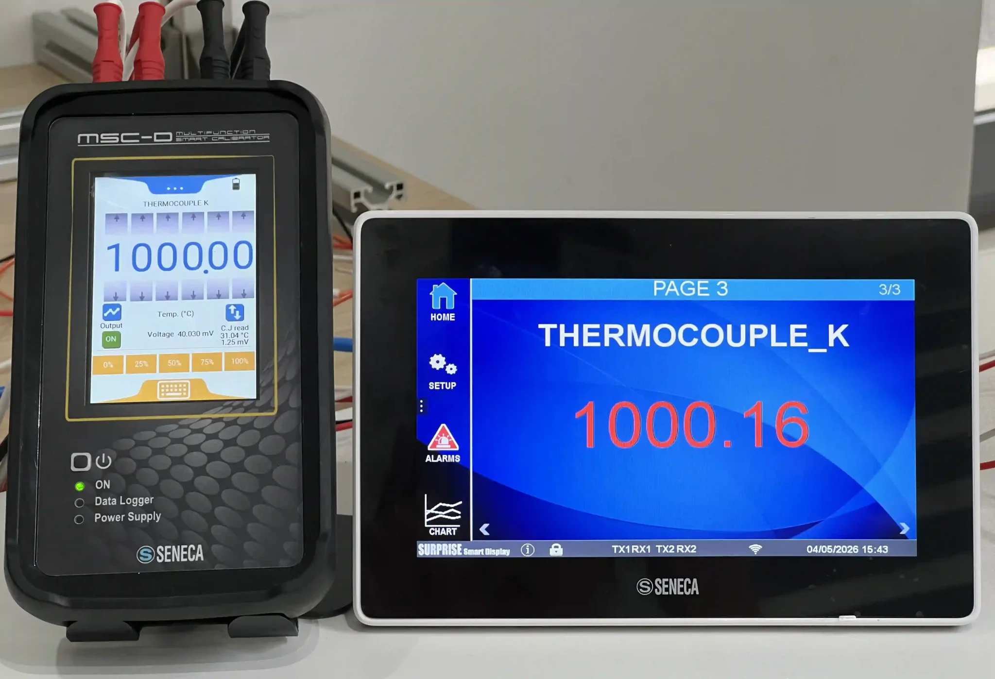 MSC-D giả lập tín hiệu Thermocouple K tại 1000oC