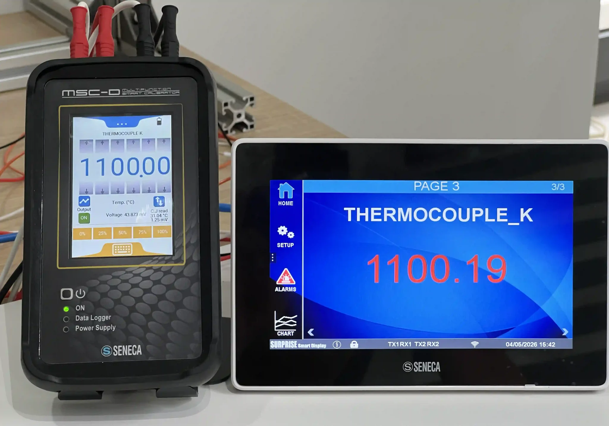 MSC-D giả lập tín hiệu Thermocouple K tại 1100oC