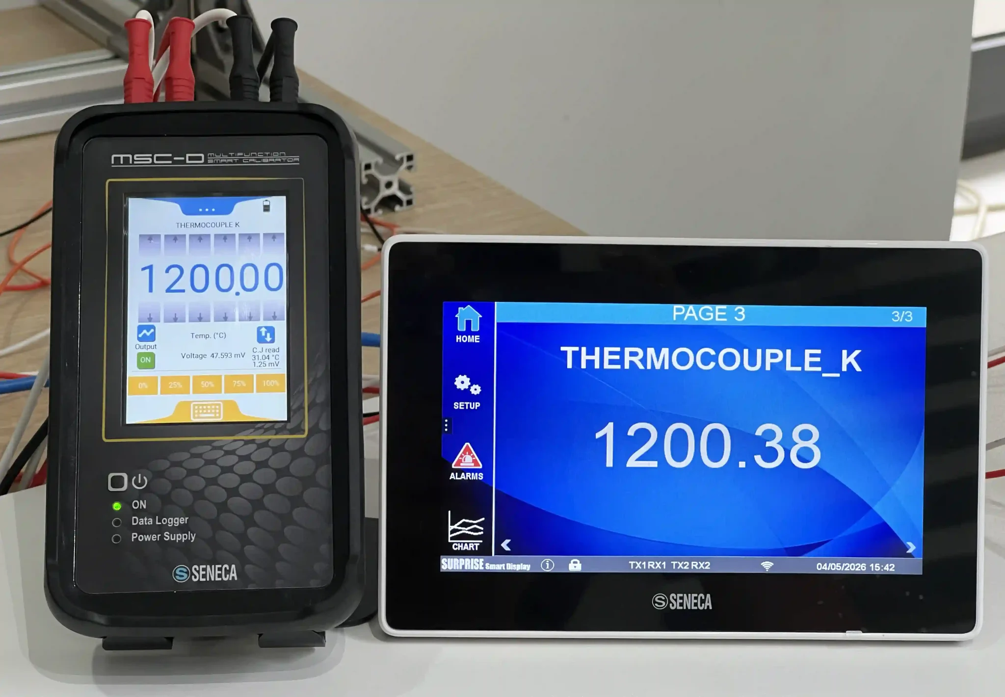 MSC-D giả lập tín hiệu Thermocouple K tại 1200oC