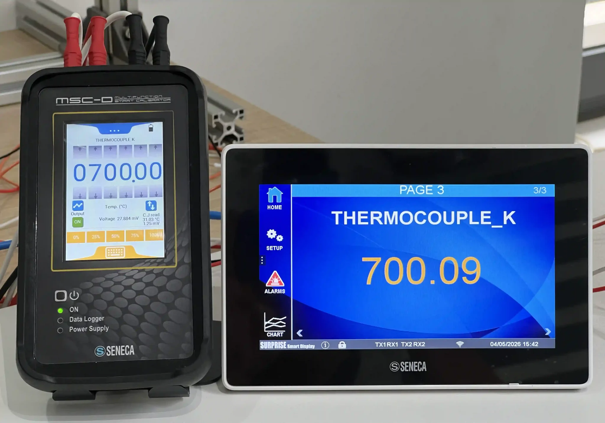 MSC-D giả lập tín hiệu Thermocouple K tại 700oC