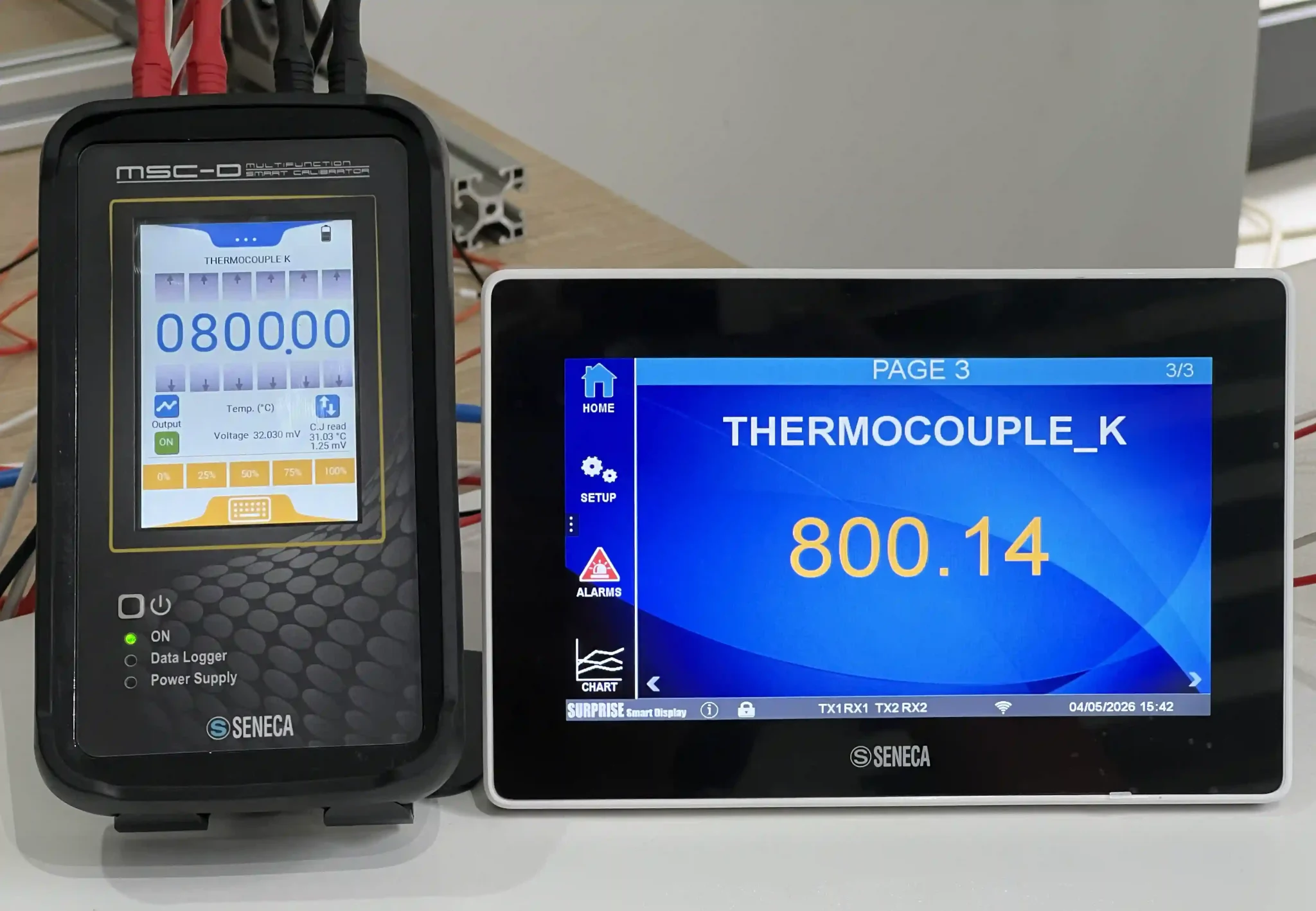 MSC-D giả lập tín hiệu Thermocouple K tại 800oC