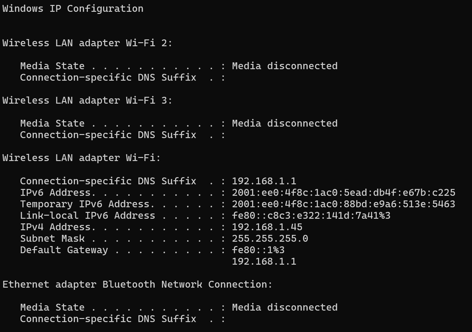 Kiểm tra địa chỉ IP của máy tính bằng lệnh IPCONFIG trong CMD